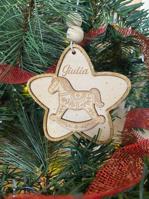 Boule de Noël cheval à bascule